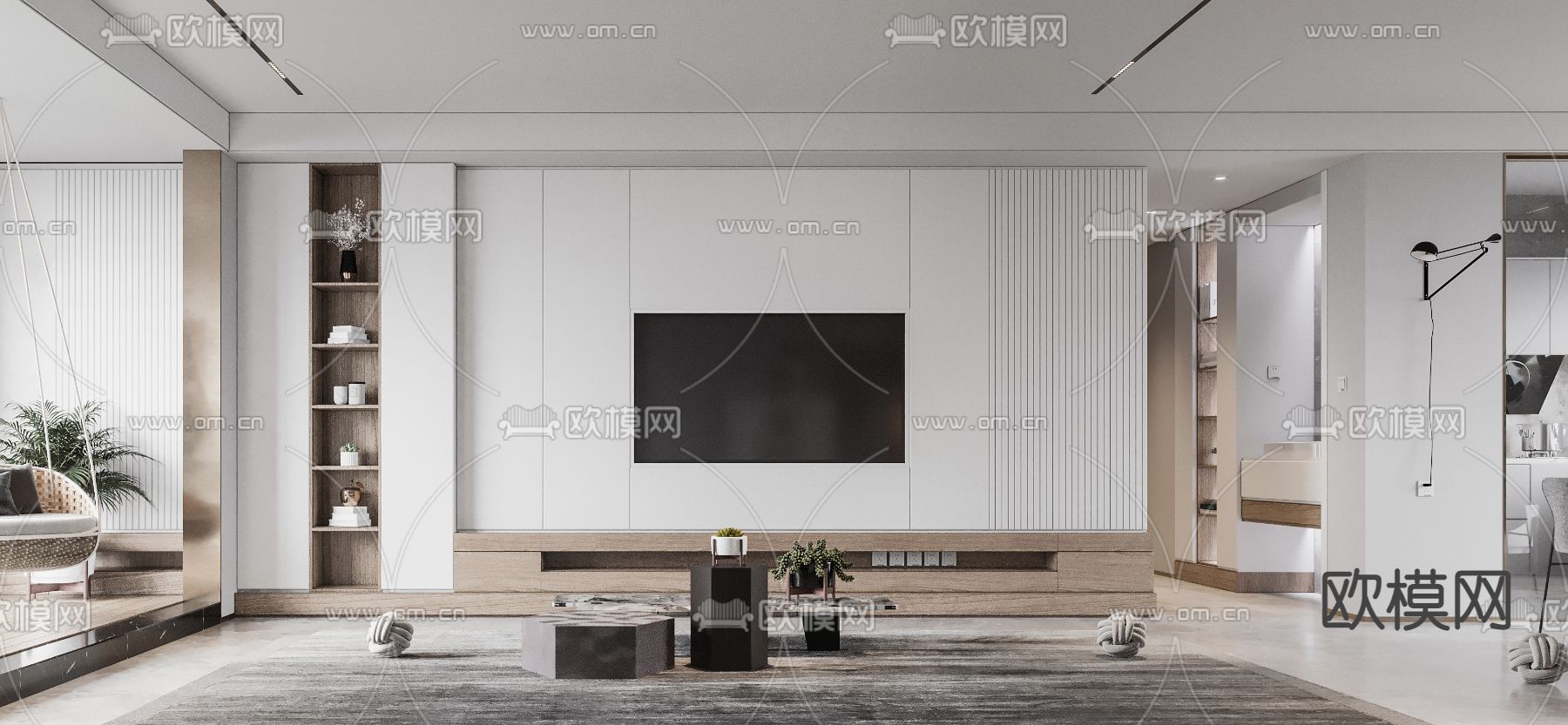 现代客餐厅3d模型下载（渲染图6）