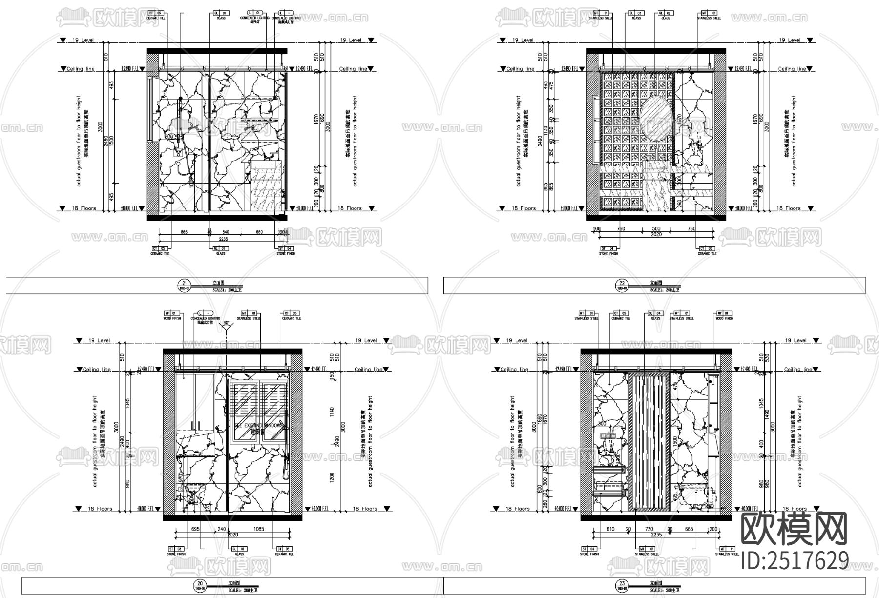 卫生间立面cad施工图下载（渲染图4）
