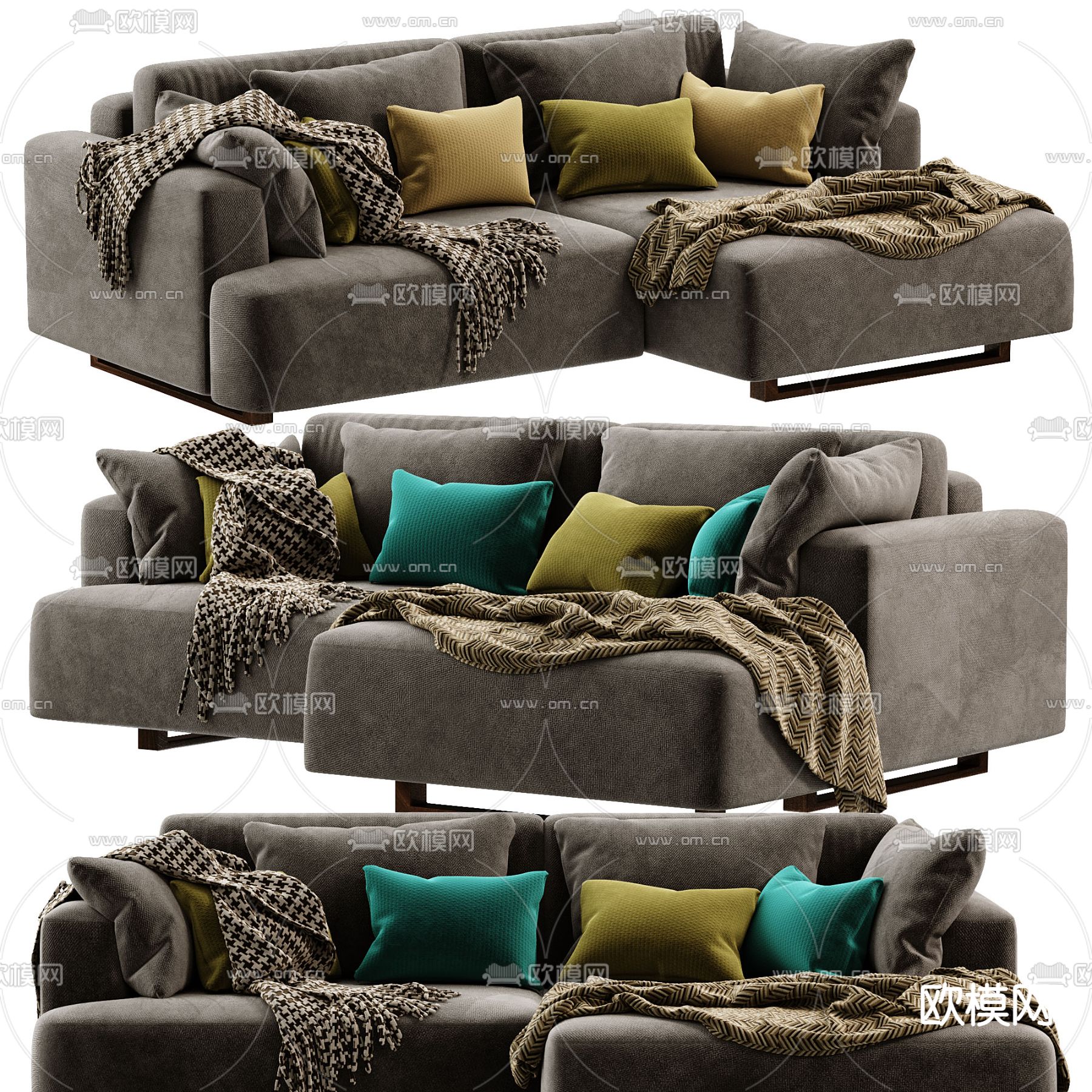转角沙发3d模型下载（渲染图6）