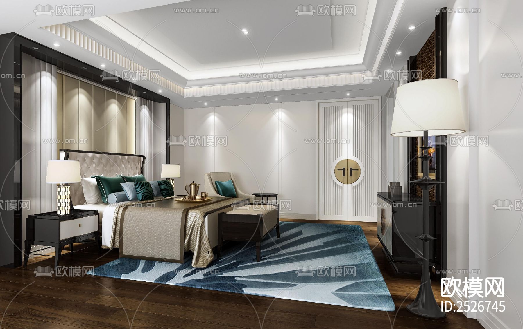 欧式家装大平层CAD施工图下载（渲染图2）