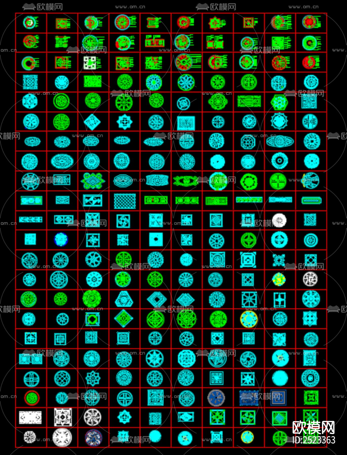 地面拼花图案CAD图库下载