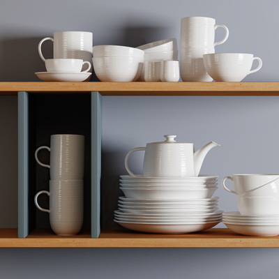  现代餐具 碟子 杯子su模型 