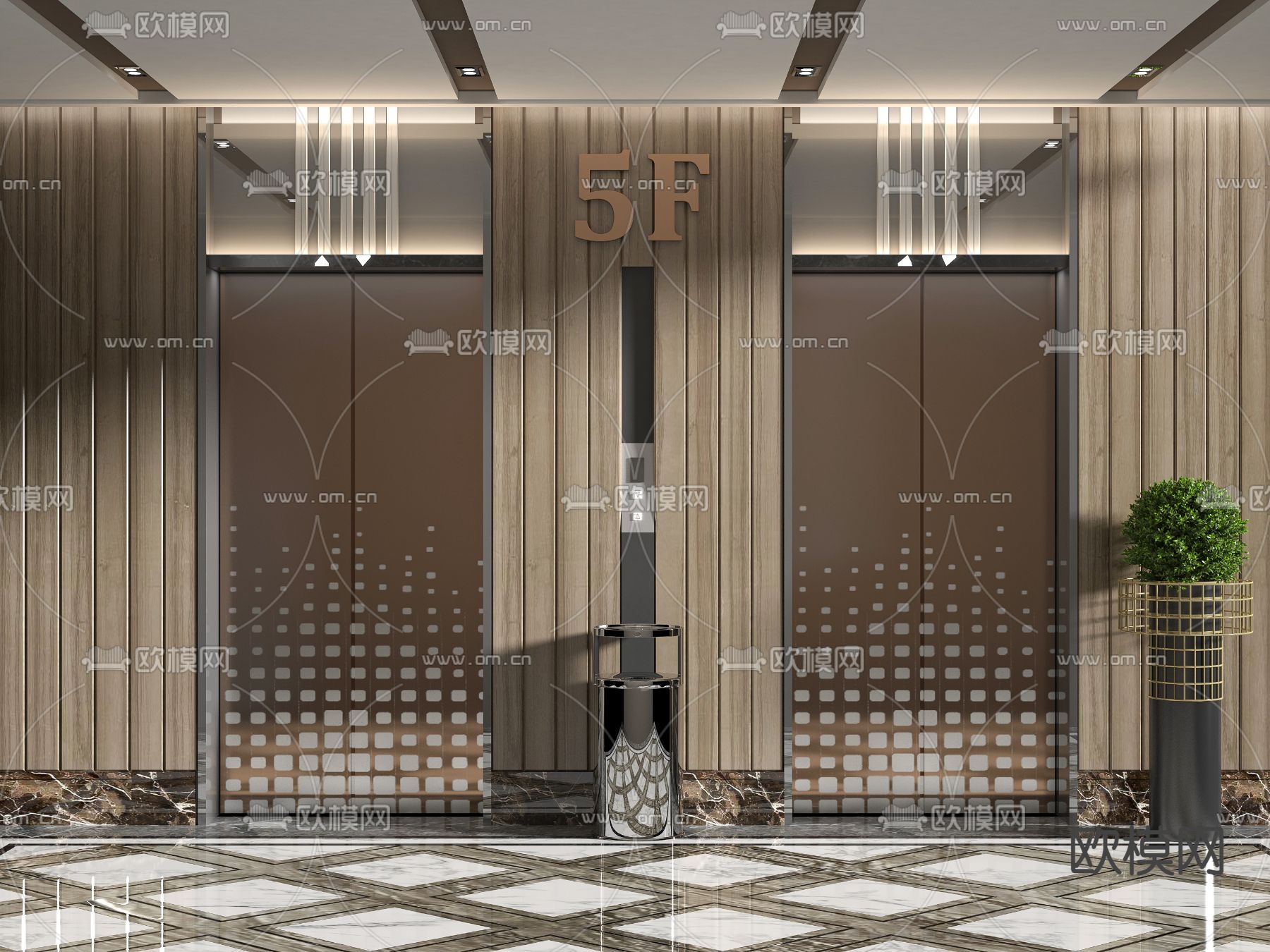 现代电梯间免费3d模型下载