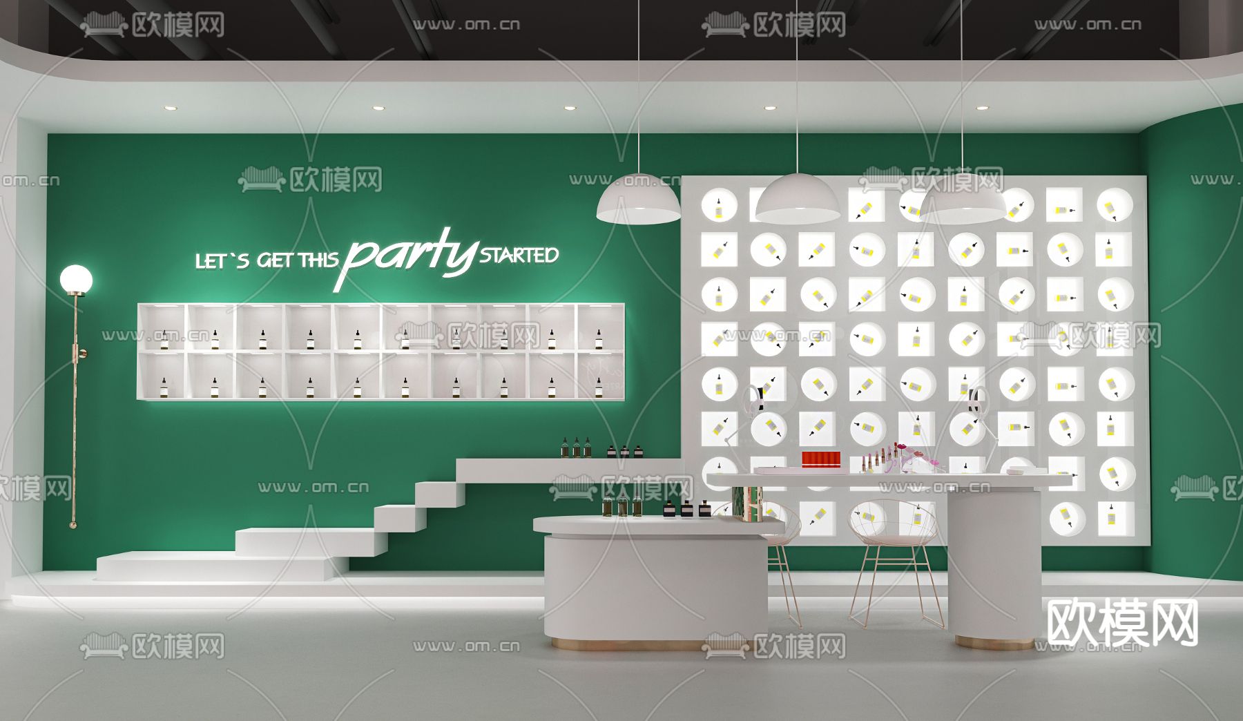 化妆品直播间su模型下载（渲染图1）