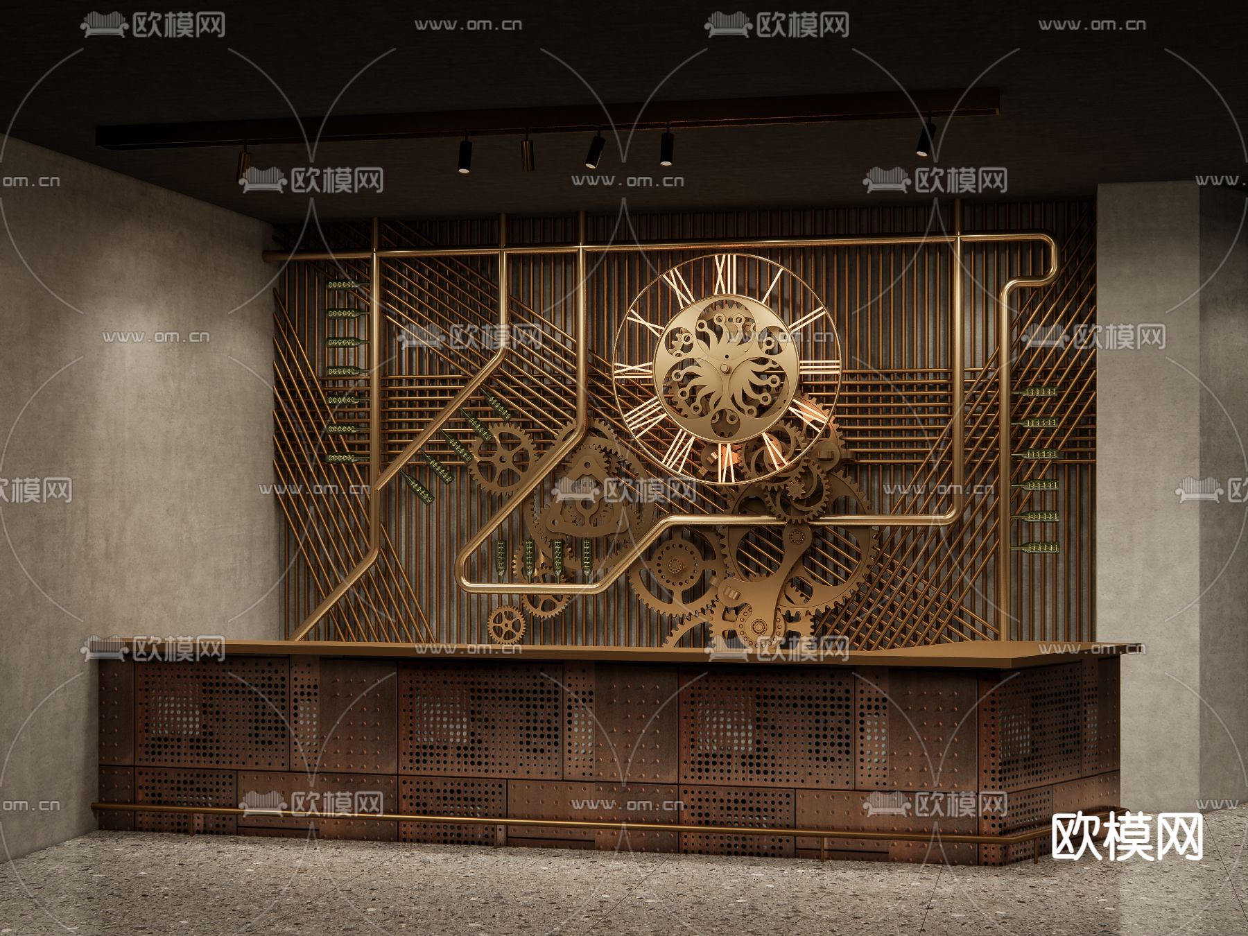 工业机械吧台 操作台su模型下载（渲染图1）