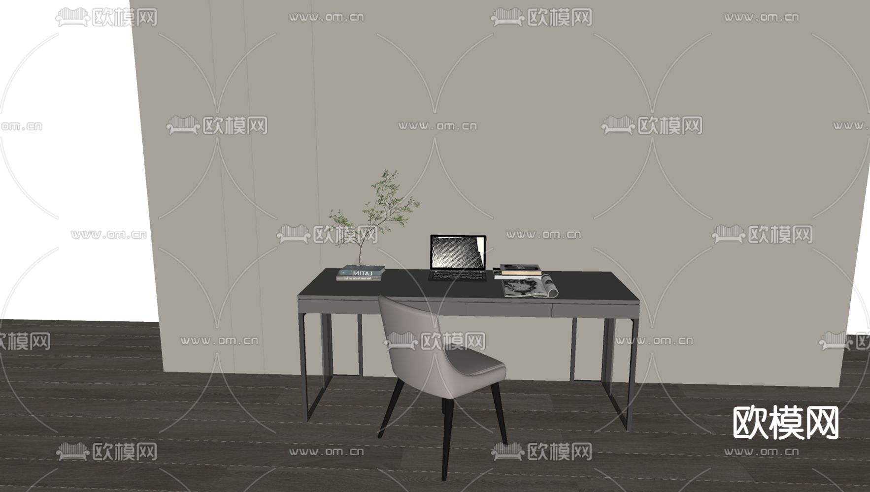 现代书桌椅su模型下载（渲染图3）