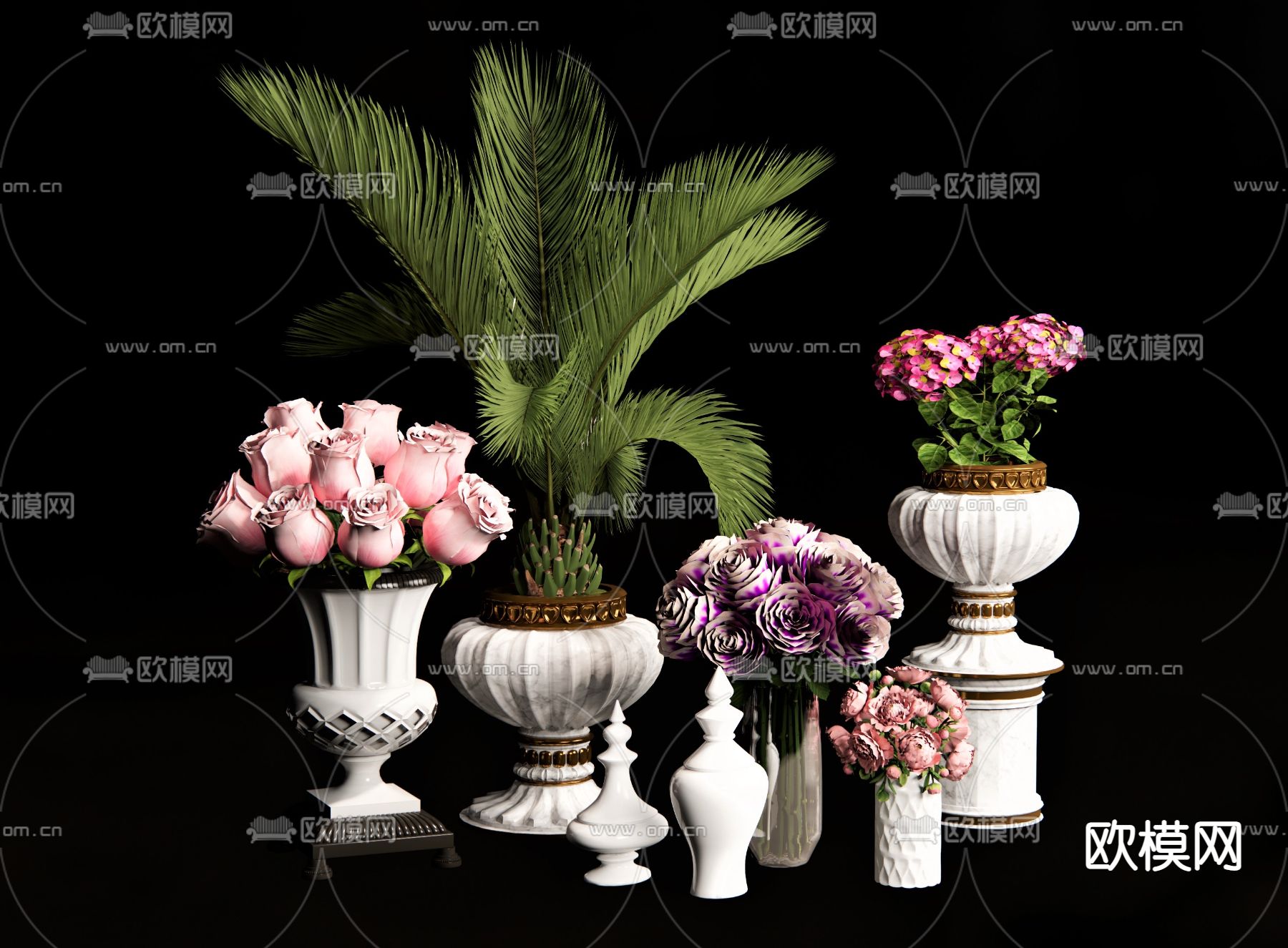 欧式植物 盆栽su模型下载_ID13034492_sketchup模型下载-欧模网
