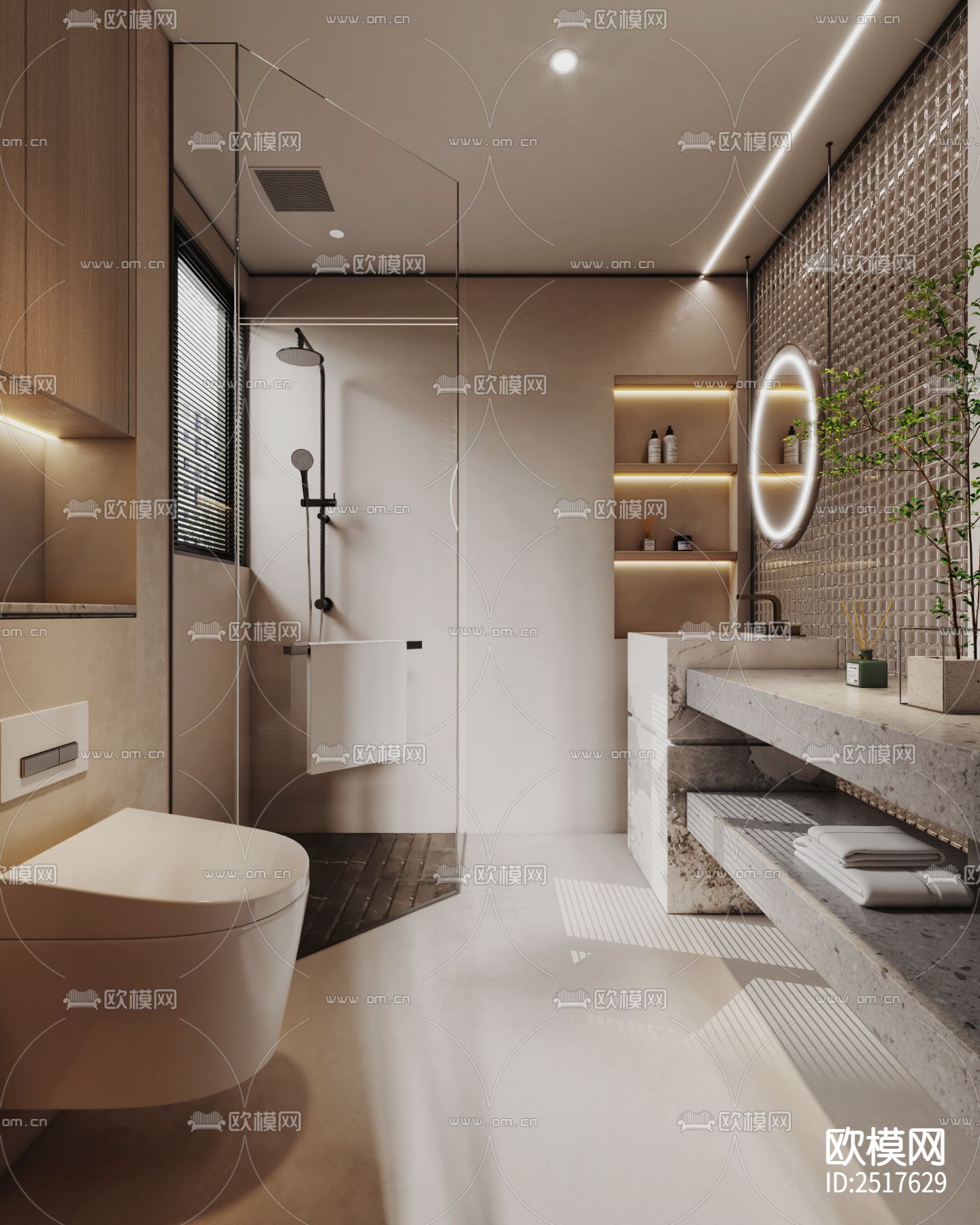 卫生间立面cad施工图下载（渲染图1）