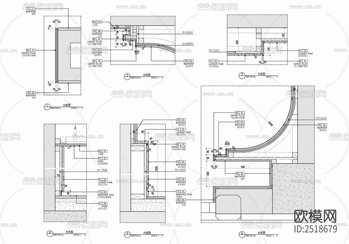450㎡三层别墅CAD施工图下载（渲染图10）