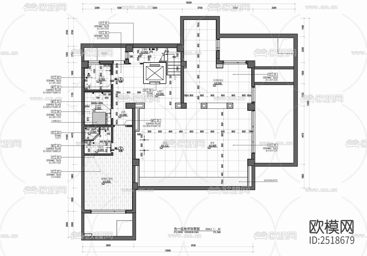450㎡三层别墅CAD施工图下载（渲染图5）