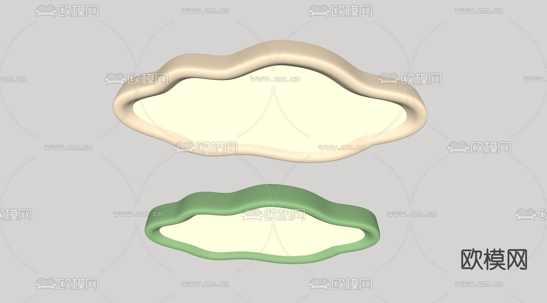 奶油风吸顶灯su模型下载（渲染图2）