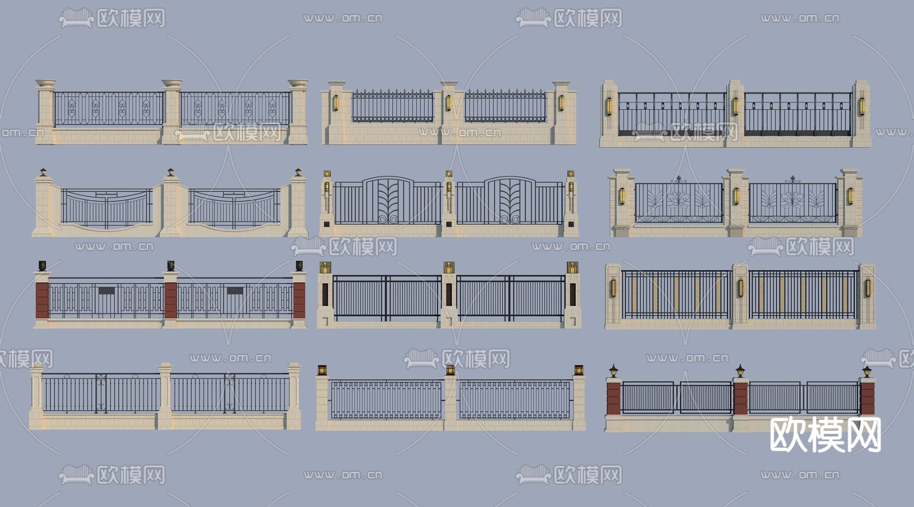 欧式古典栏杆 围栏 护栏3d模型下载