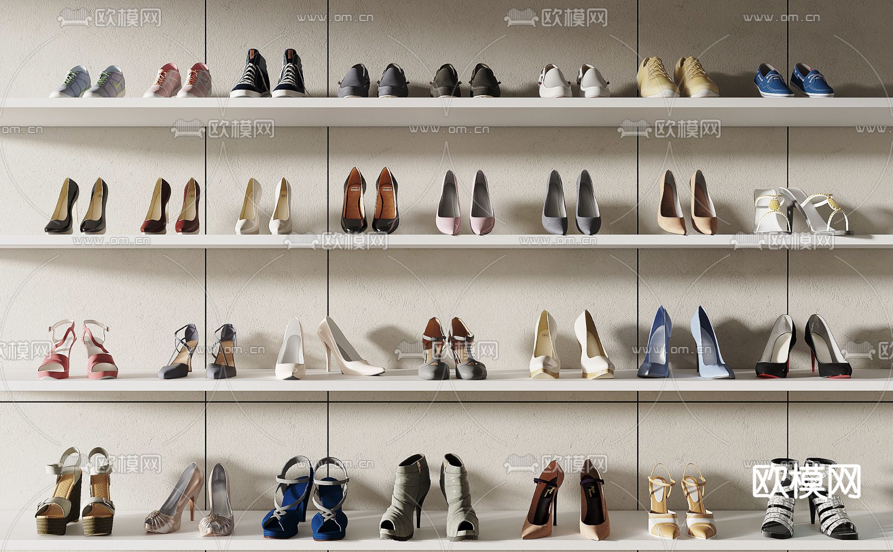 运动鞋 帆布鞋 高跟鞋 女鞋子3d模型下载