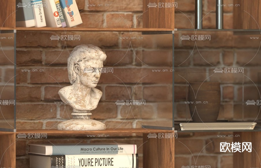 工业风挑空别墅客厅3d模型下载(渲染图2)
