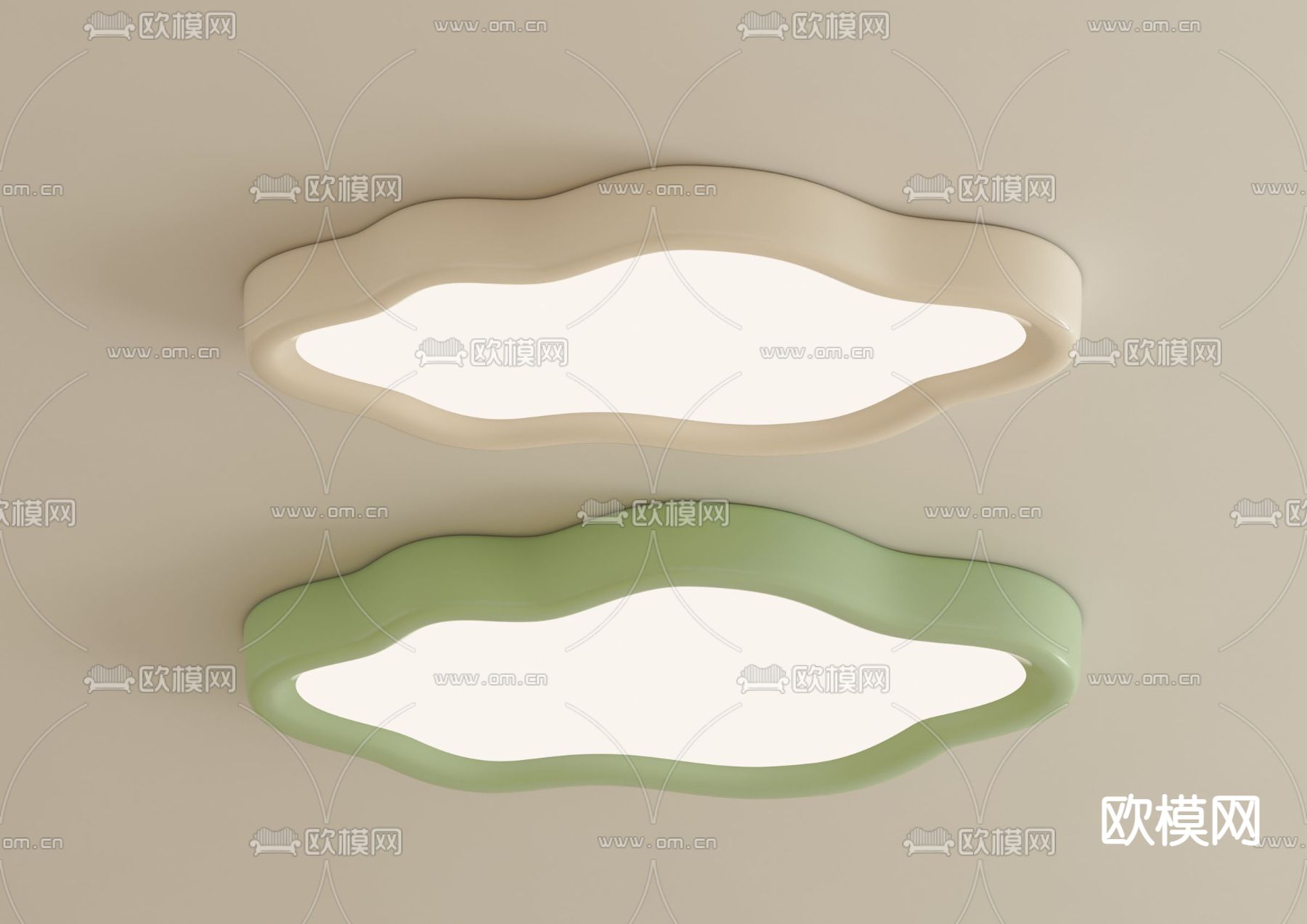 奶油风吸顶灯su模型下载（渲染图1）