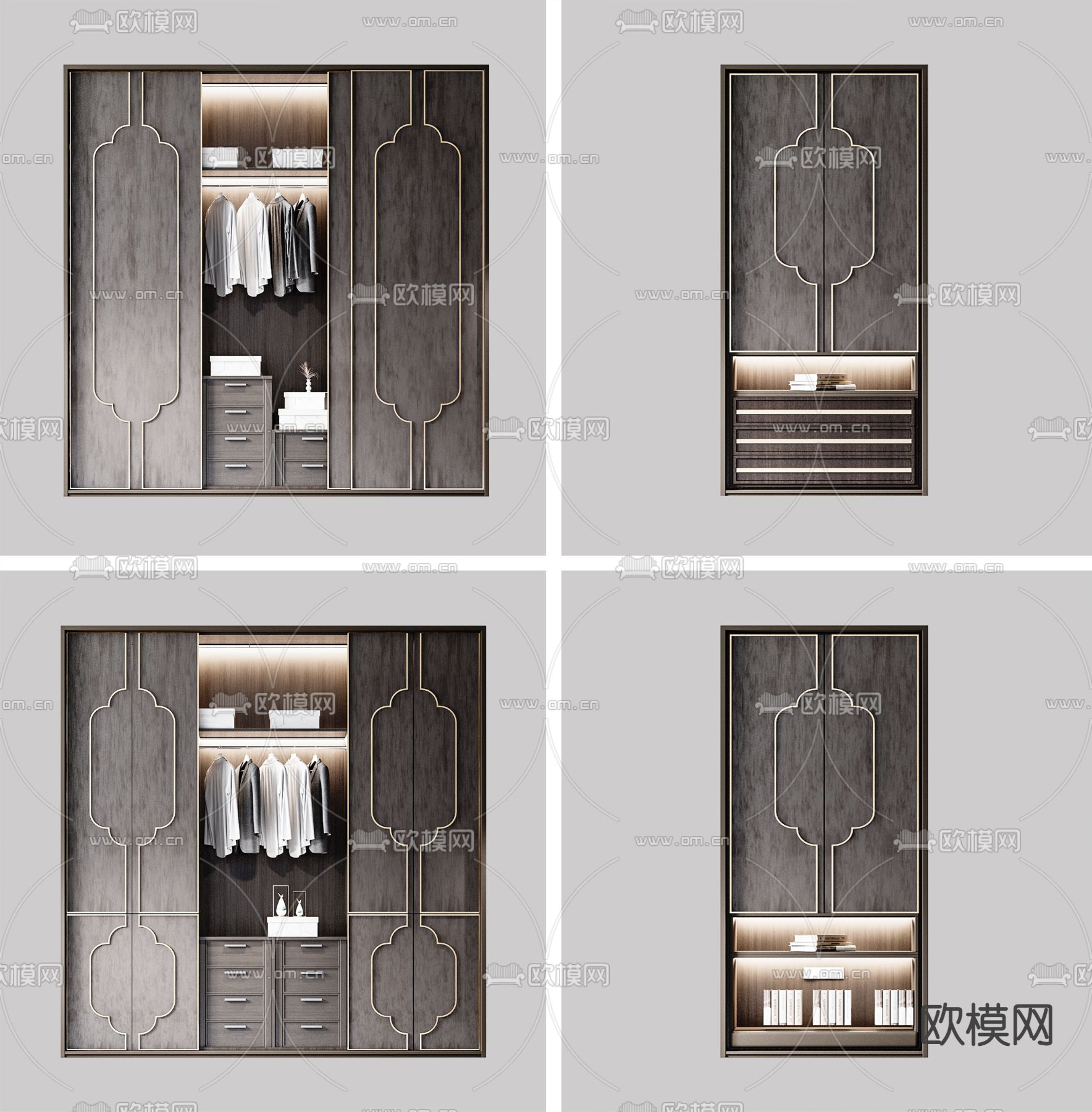 新中式衣柜 衣橱3d模型下载