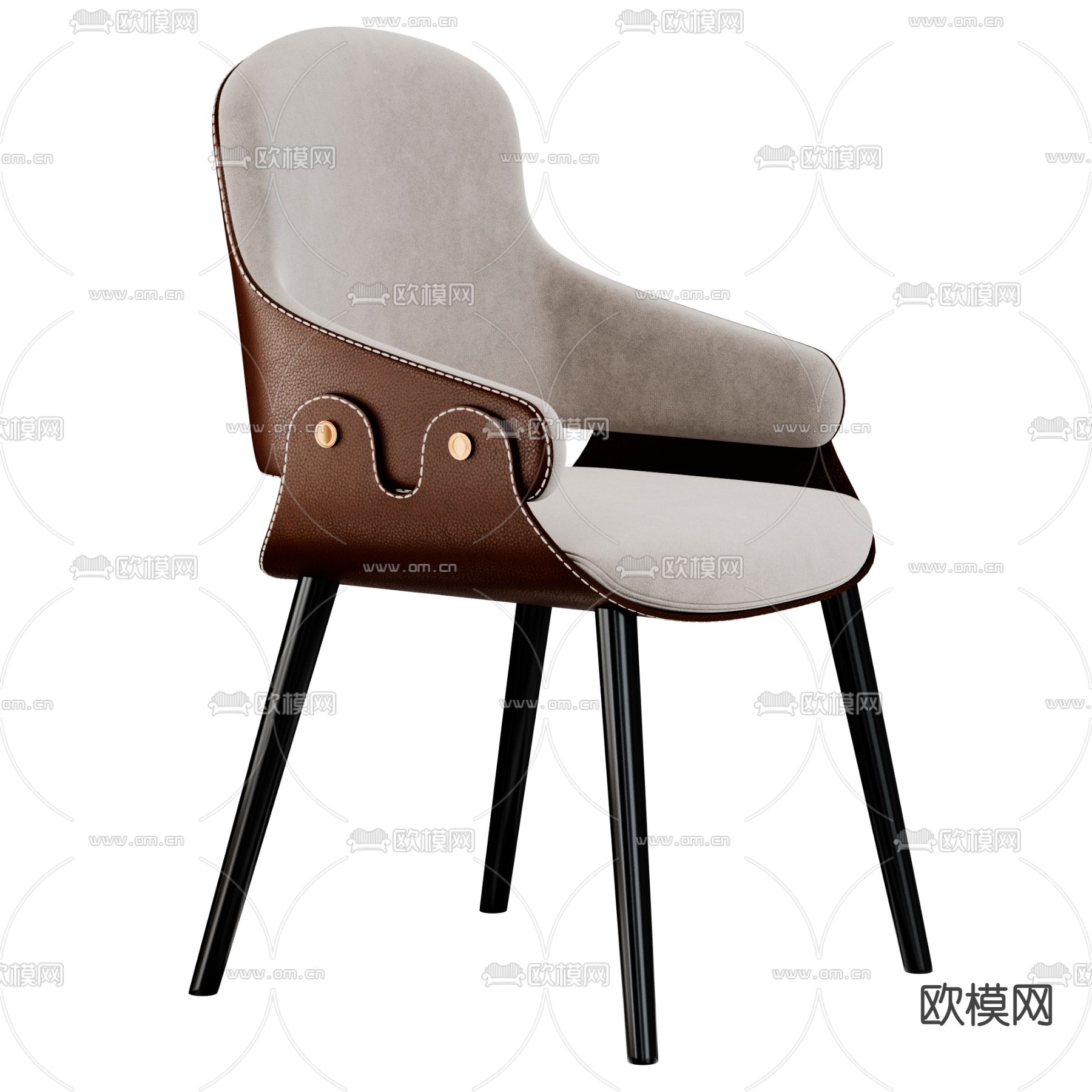 单椅子 餐椅3d模型下载（渲染图3）