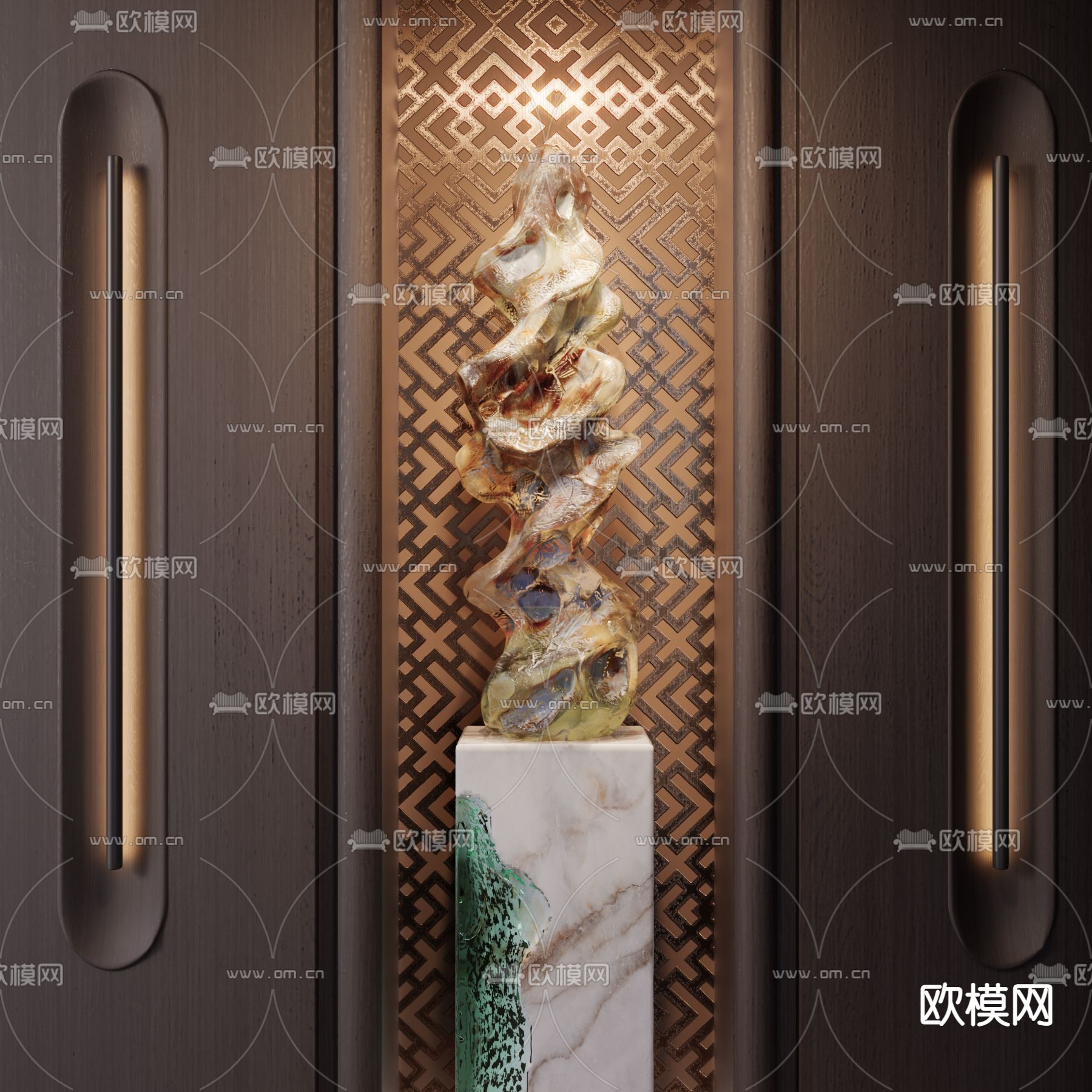 新中式雕塑 艺术摆件3d模型