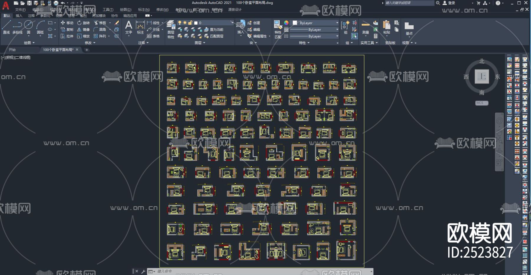 2023卧室平面布局大合集cad图库下载（渲染图1）