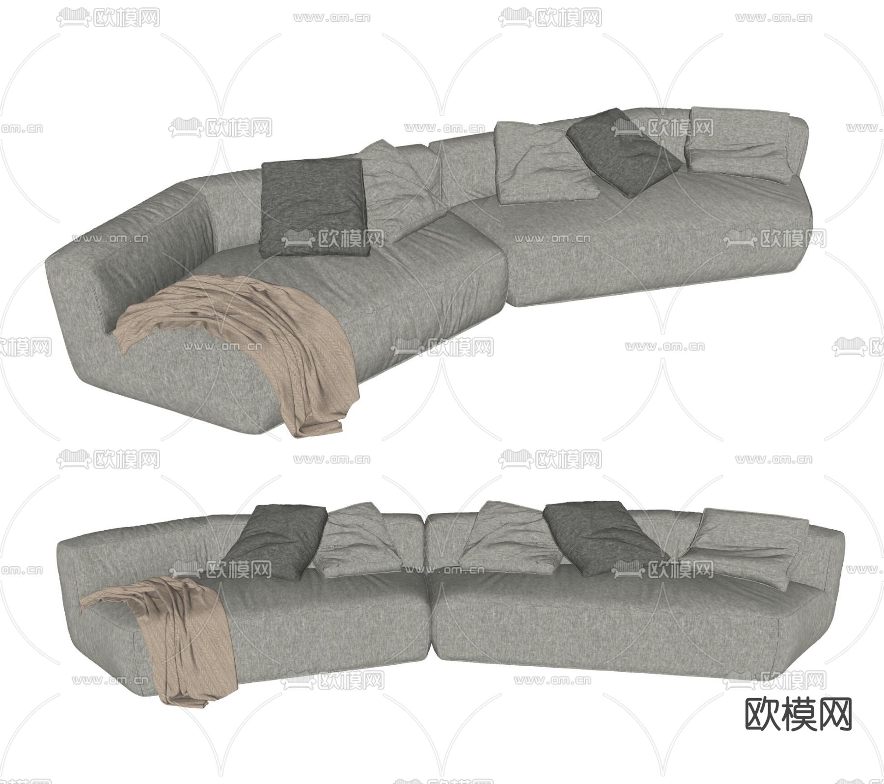 Minotti 现代多人沙发su模型下载（渲染图2）