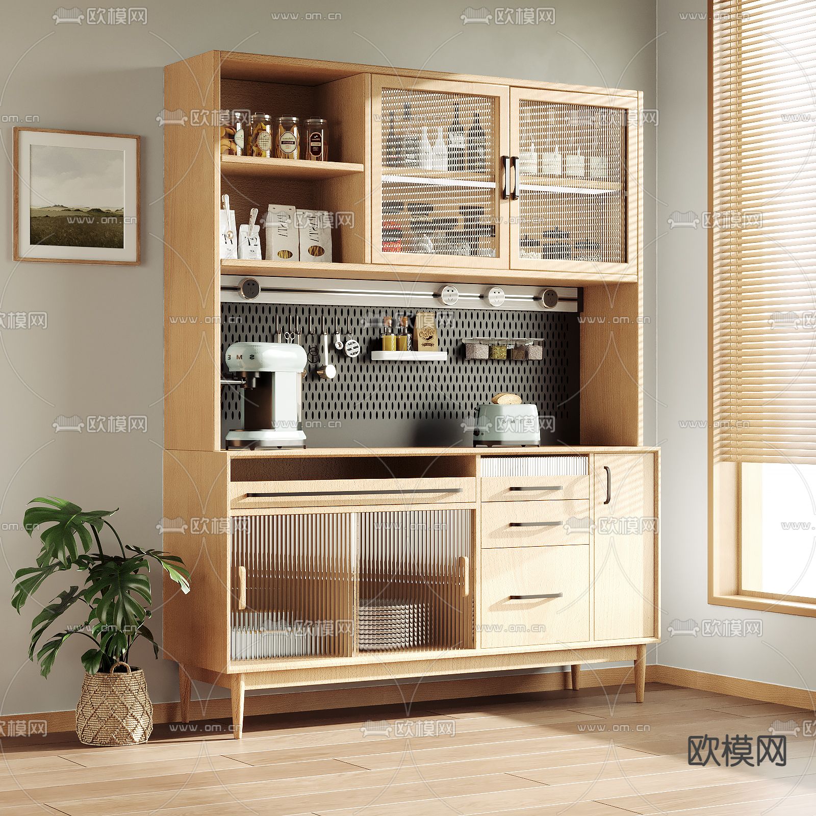 北欧橱柜su模型下载（渲染图1）