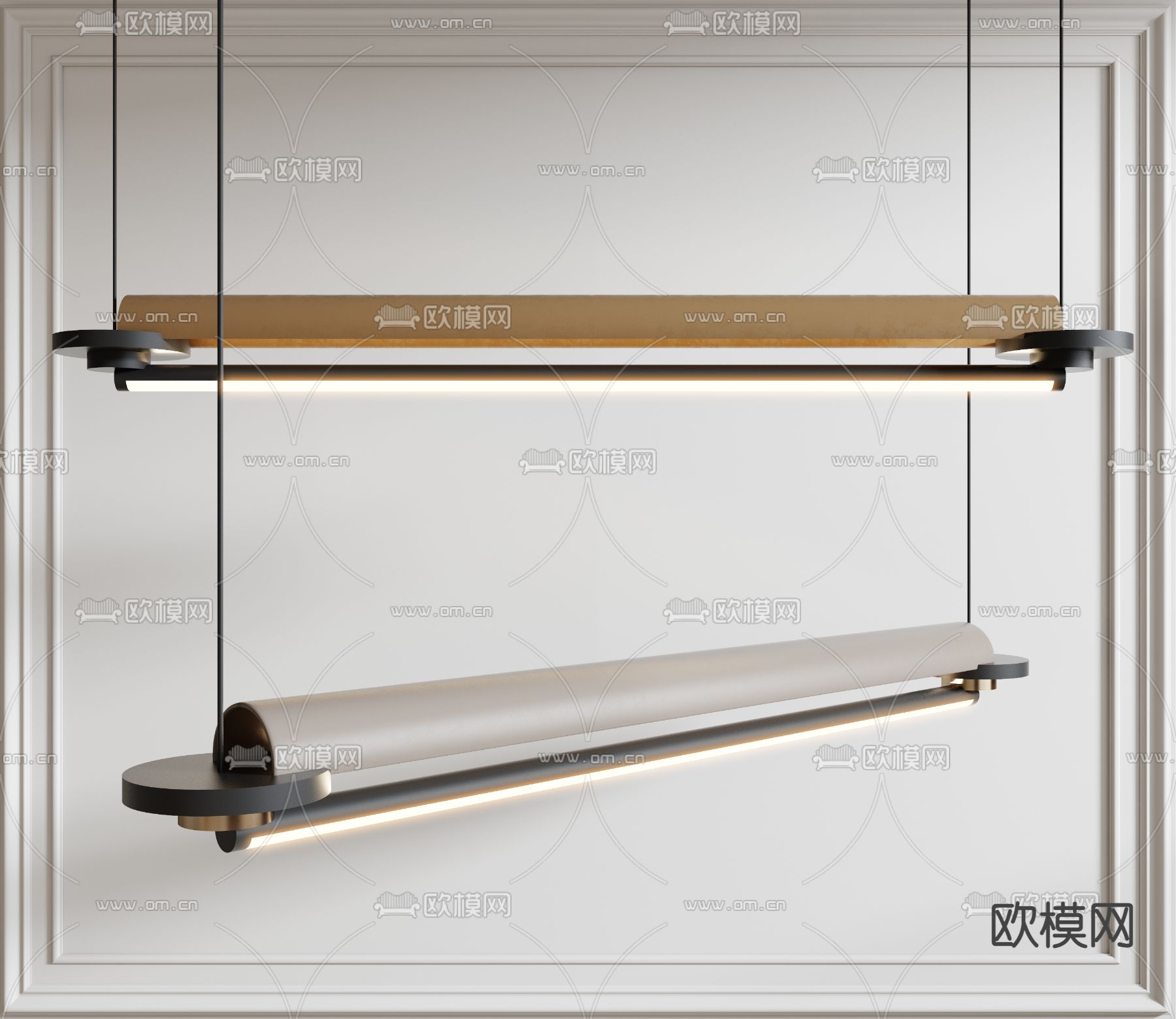条形吊灯 办公吊灯3d模型下载