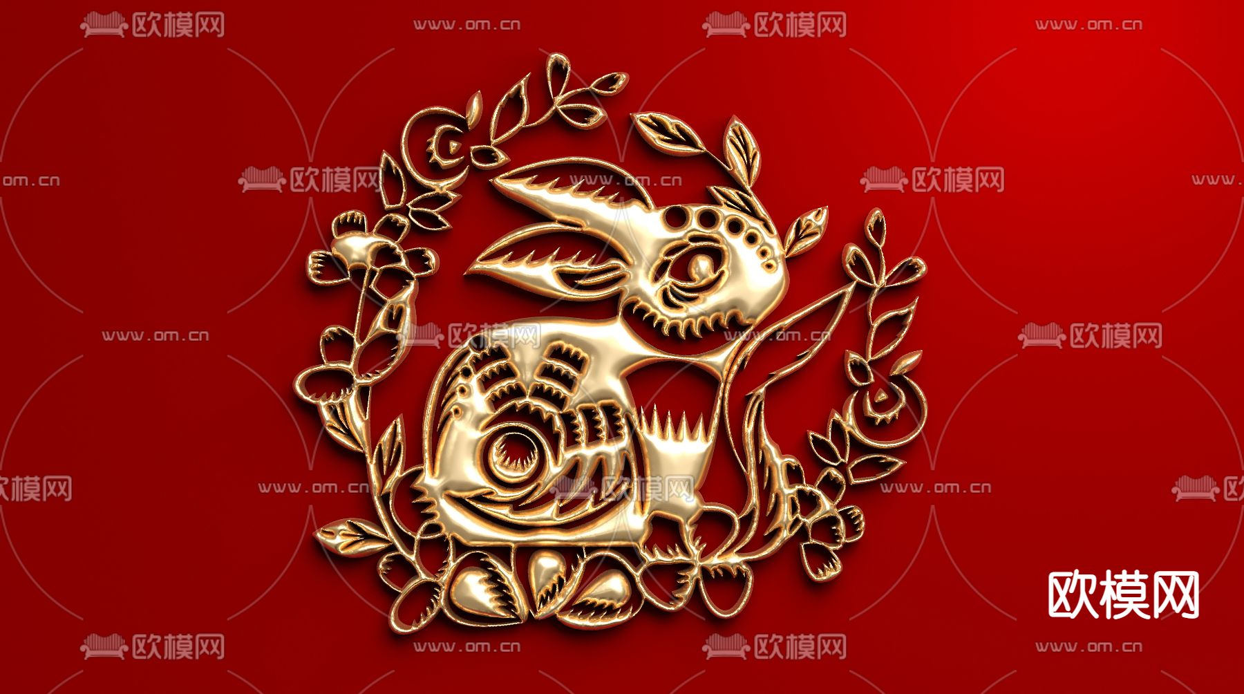 金兔雕花 雕刻3d模型下载_ID13033508_3dmax免费模型-欧模网
