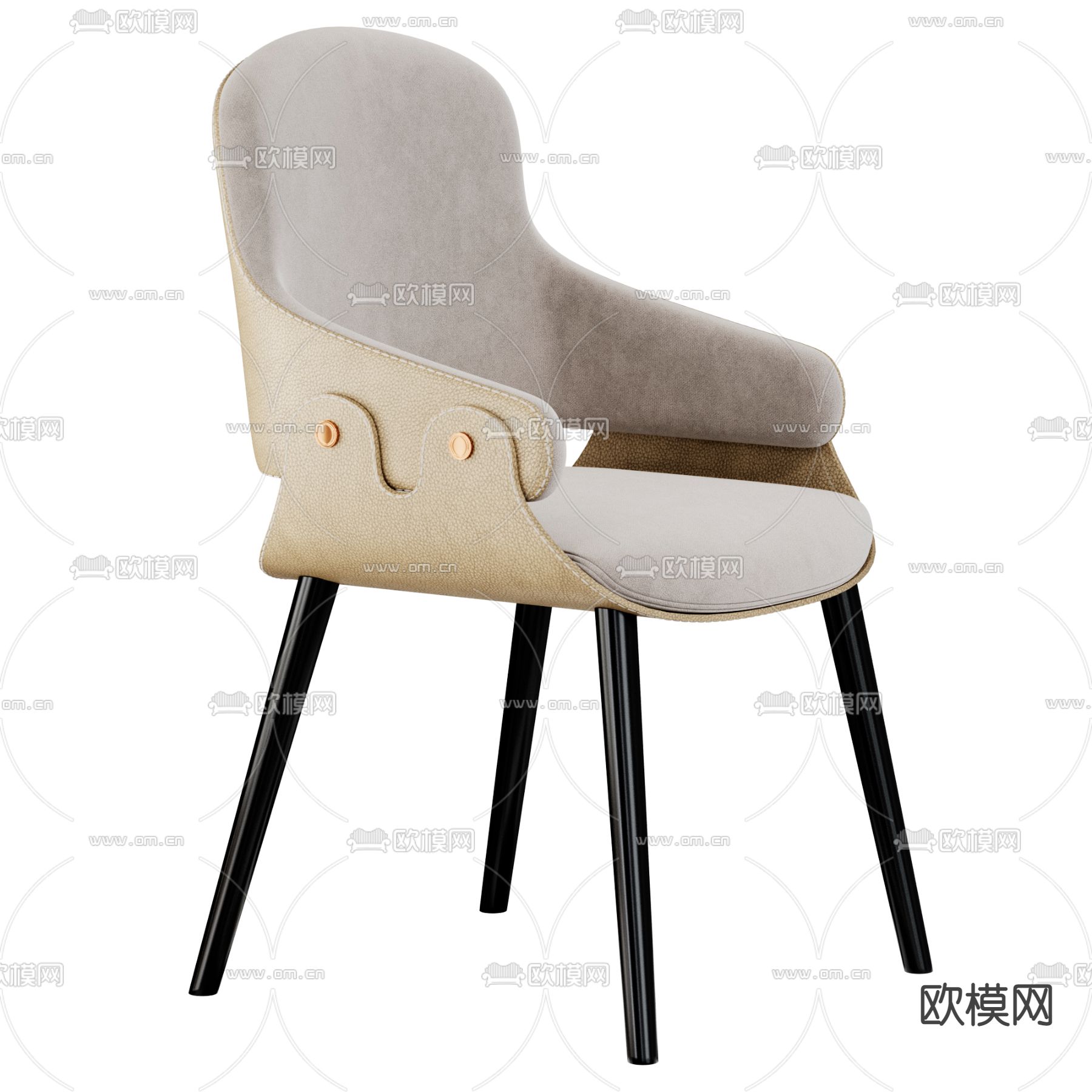 单椅子 餐椅3d模型下载（渲染图1）