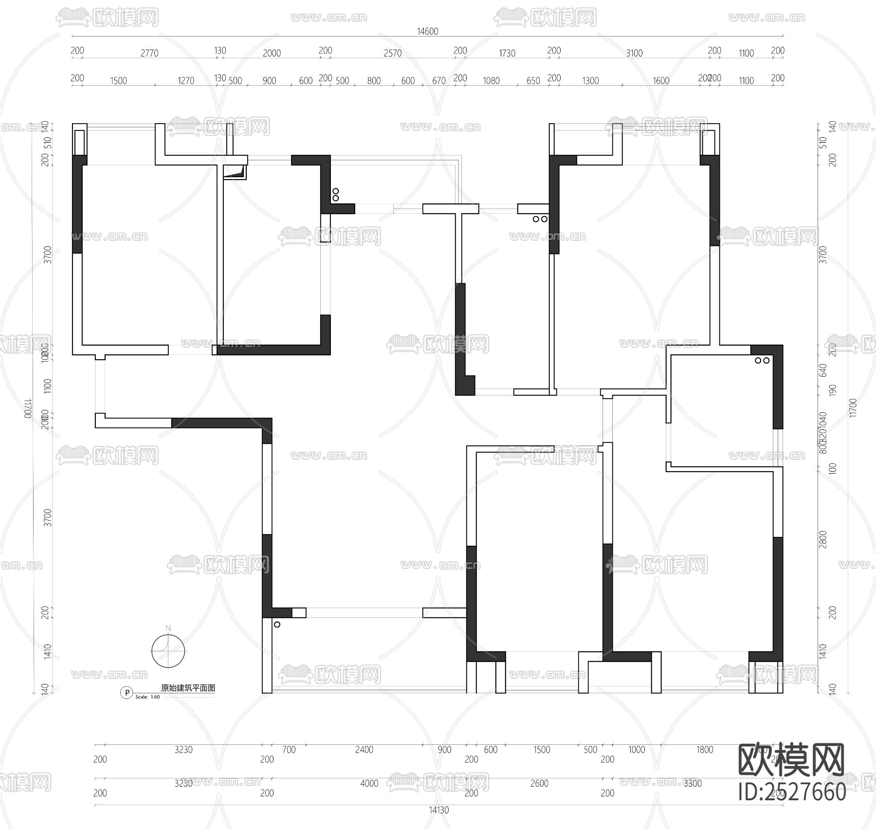 平层CAD施工图下载（渲染图3）