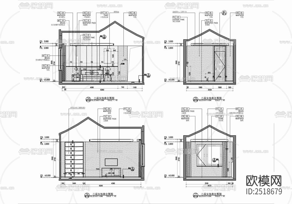 450㎡三层别墅CAD施工图下载（渲染图9）