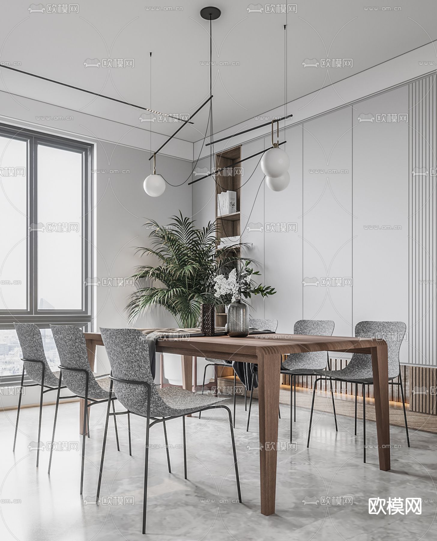 现代客餐厅3d模型下载（渲染图4）