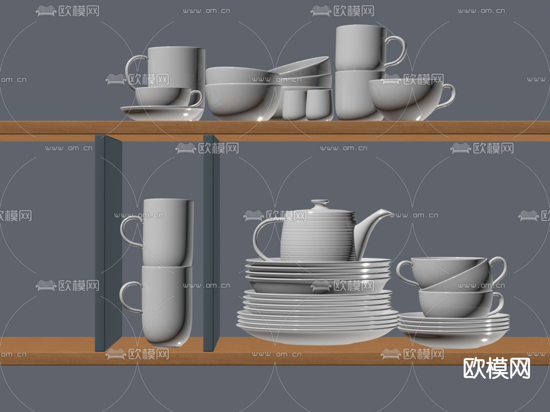 现代餐具 碟子 杯子su模型下载（渲染图2）