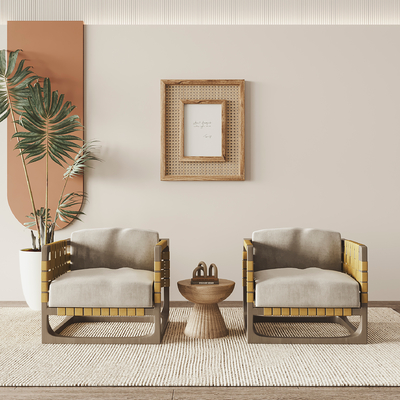  侘寂休闲沙发su模型 