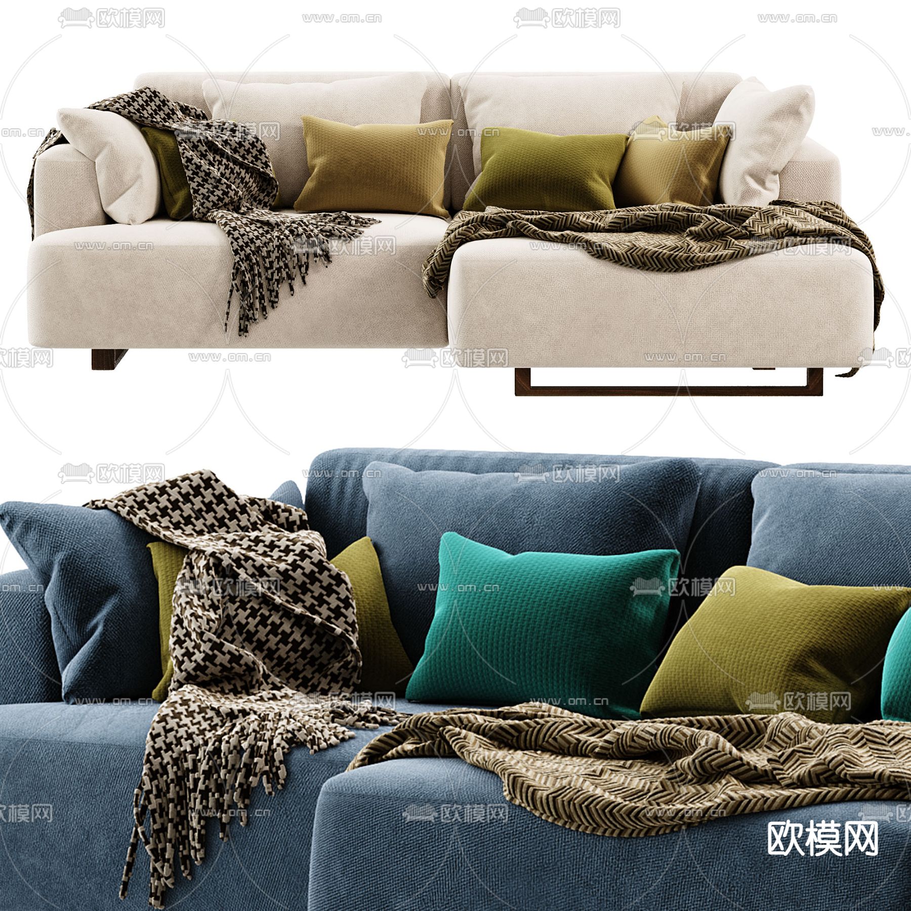 转角沙发3d模型下载（渲染图3）