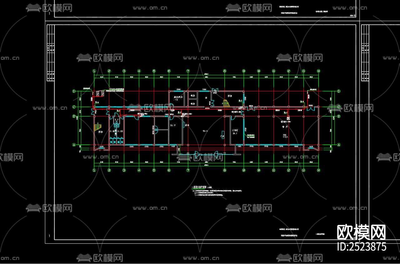 监委办公场所维修改造工程水灭火系统计cad施工图下载（渲染图2）