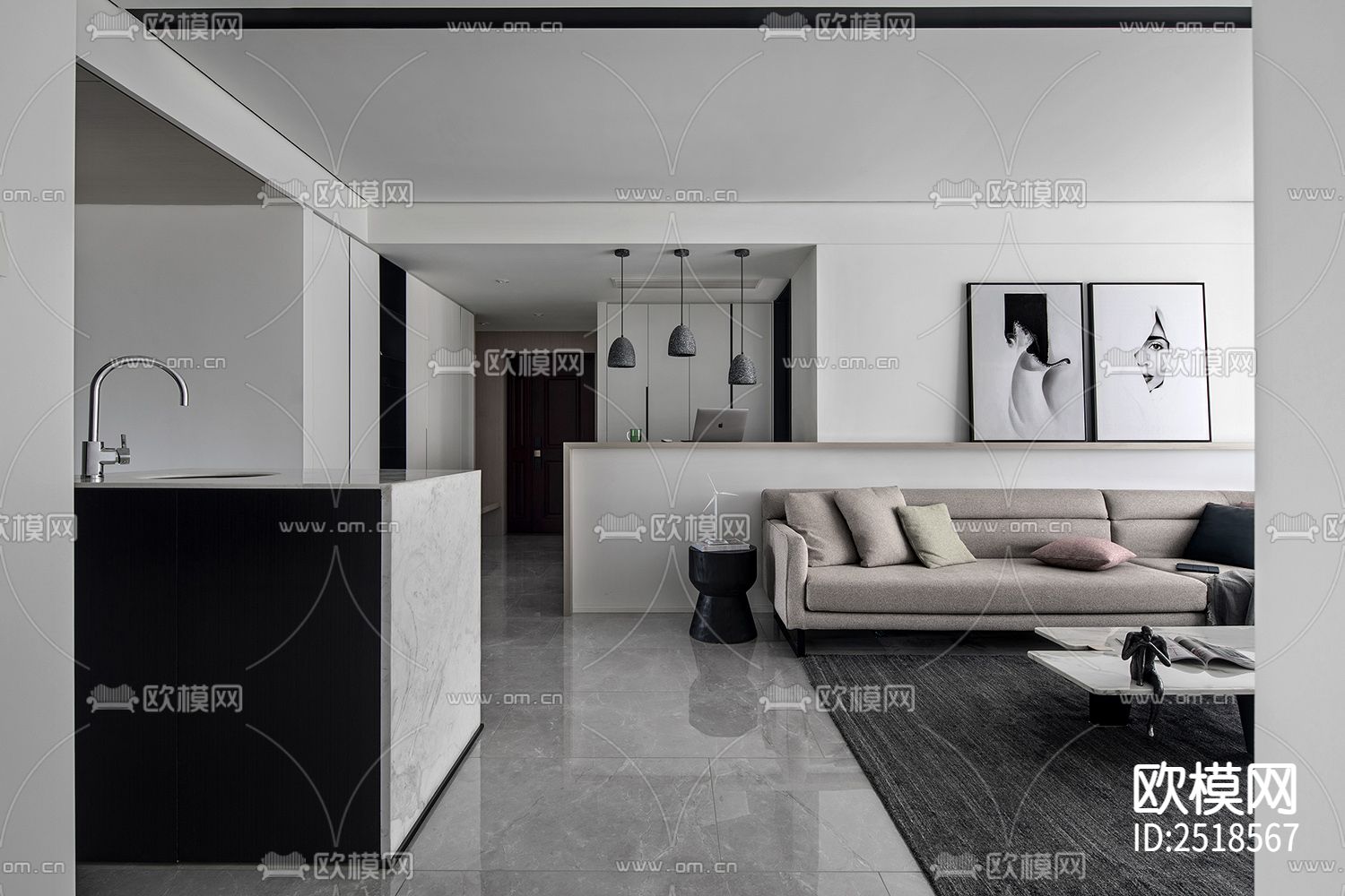 平层CAD施工图下载（渲染图5）