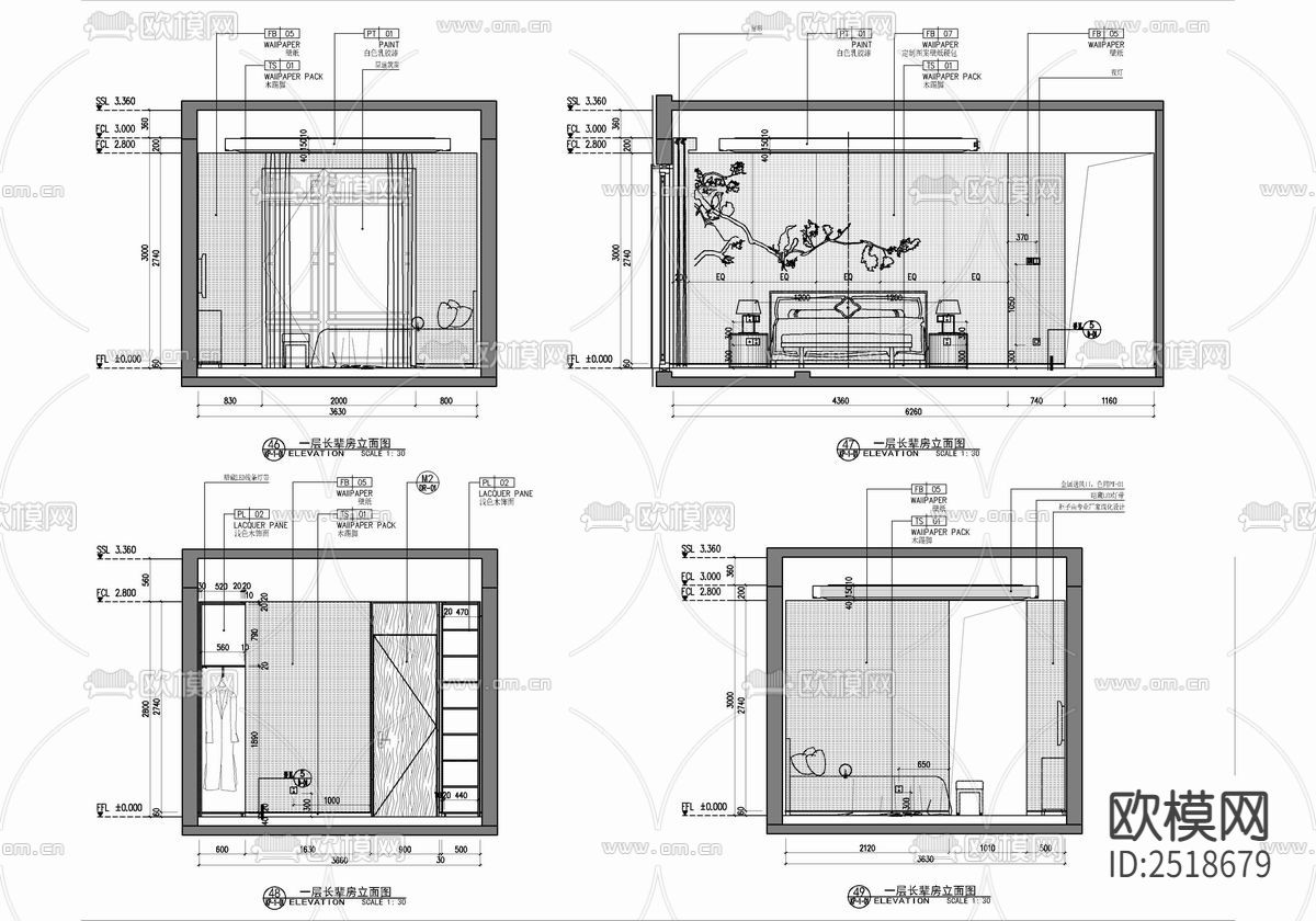 450㎡三层别墅CAD施工图下载（渲染图8）