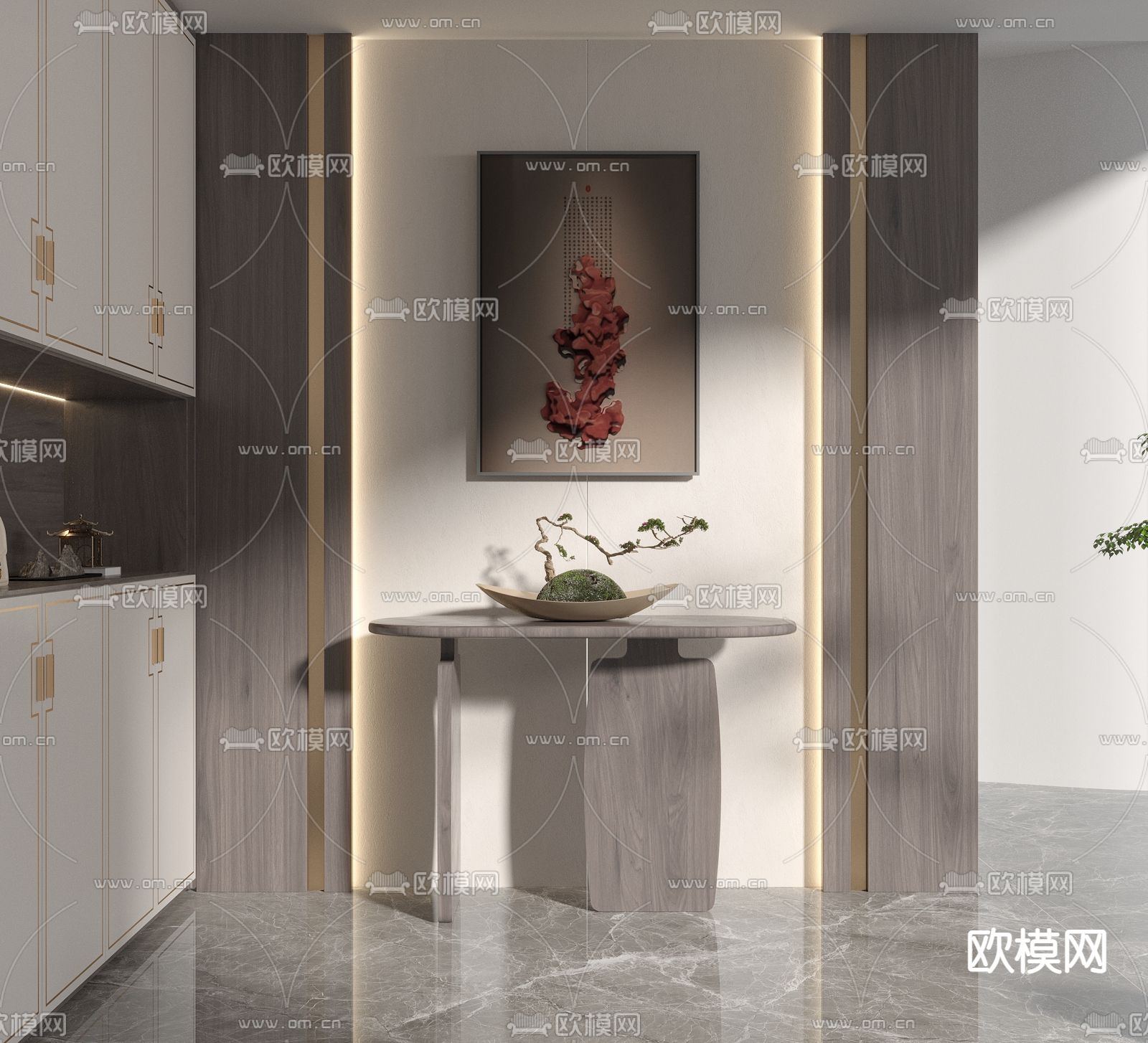 新中式玄关柜 端景台 条案3d模型下载