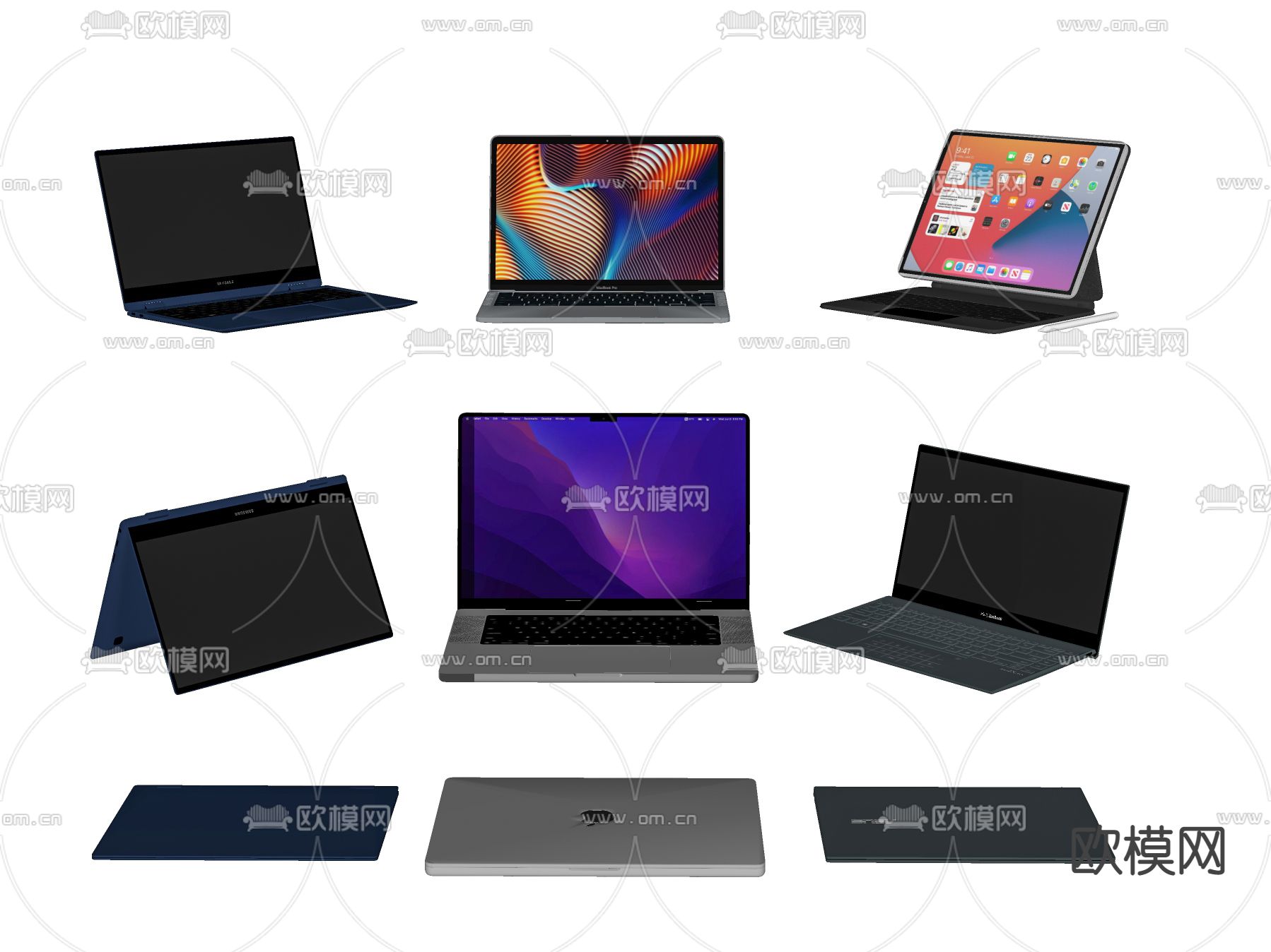 笔记本 平板电脑su模型下载（渲染图2）