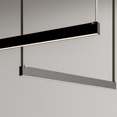  现代长条形办公吊灯su模型 