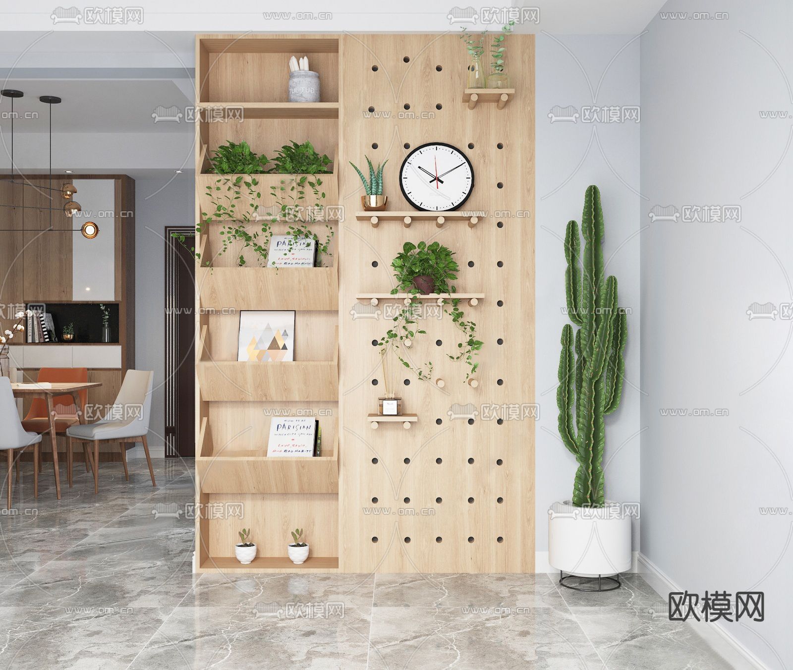 简欧墙饰 书柜su模型下载