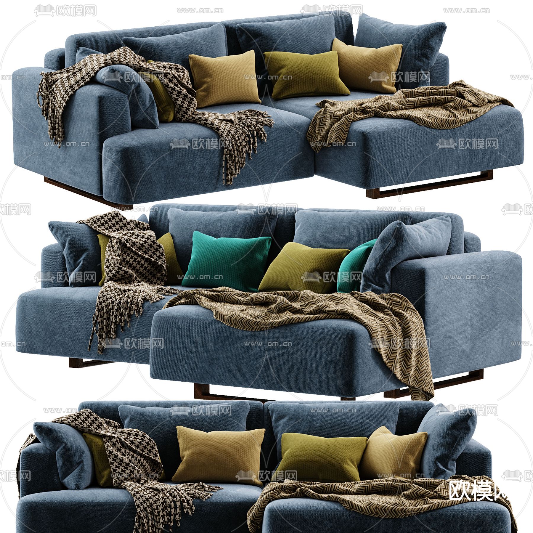 转角沙发3d模型下载（渲染图5）