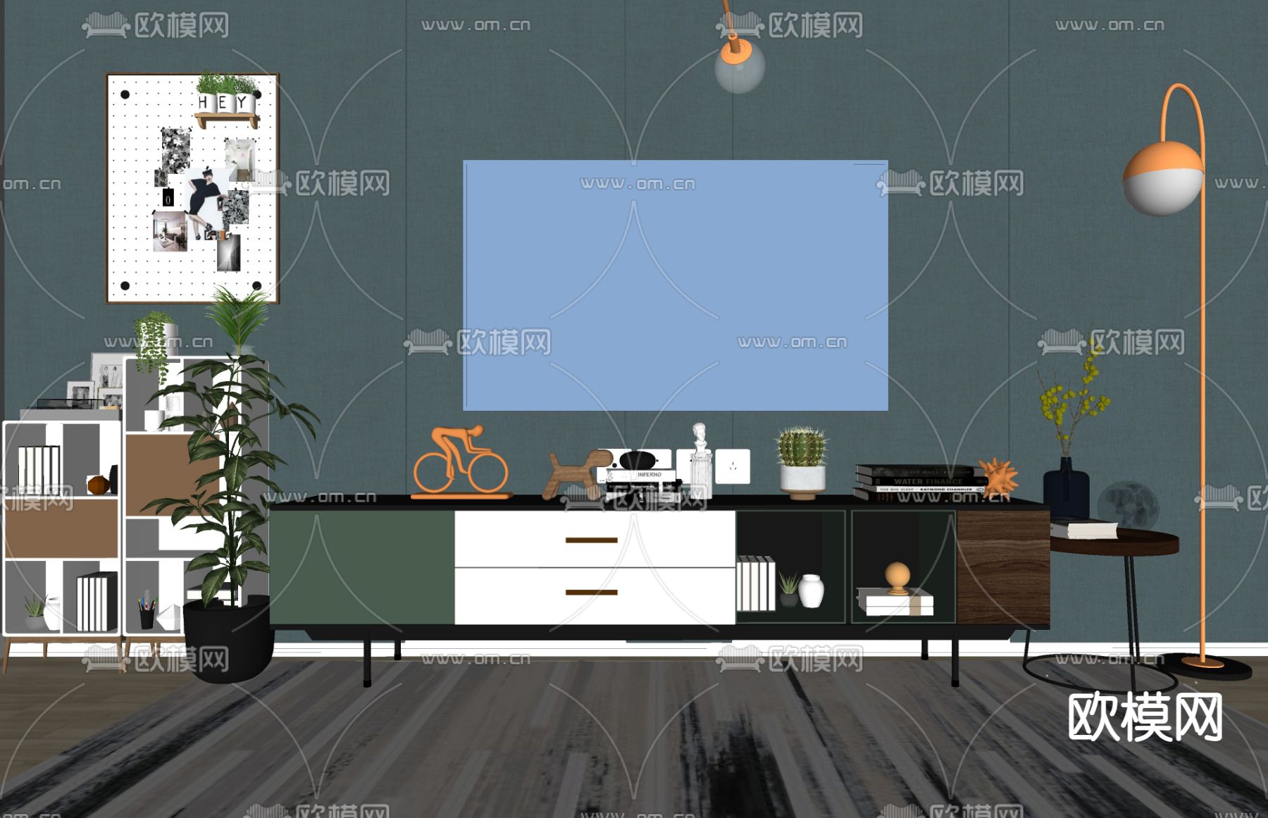 北欧电视柜su模型下载（渲染图2）