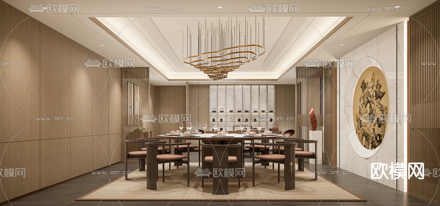 中餐厅包间 包厢 包房su模型下载（渲染图1）