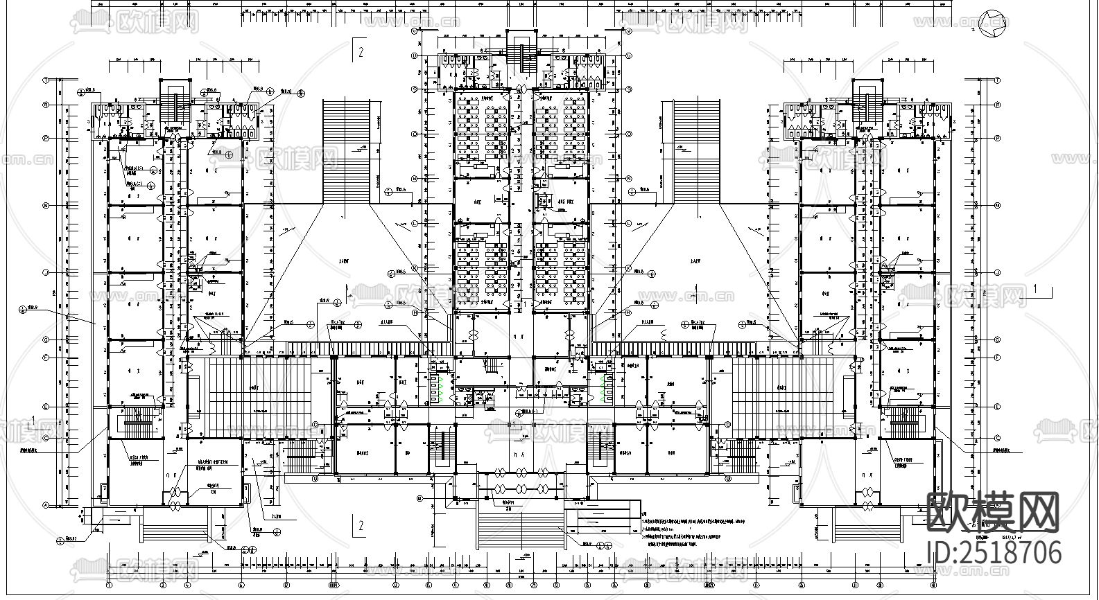 某教学楼建筑CAD施工图下载（渲染图2）