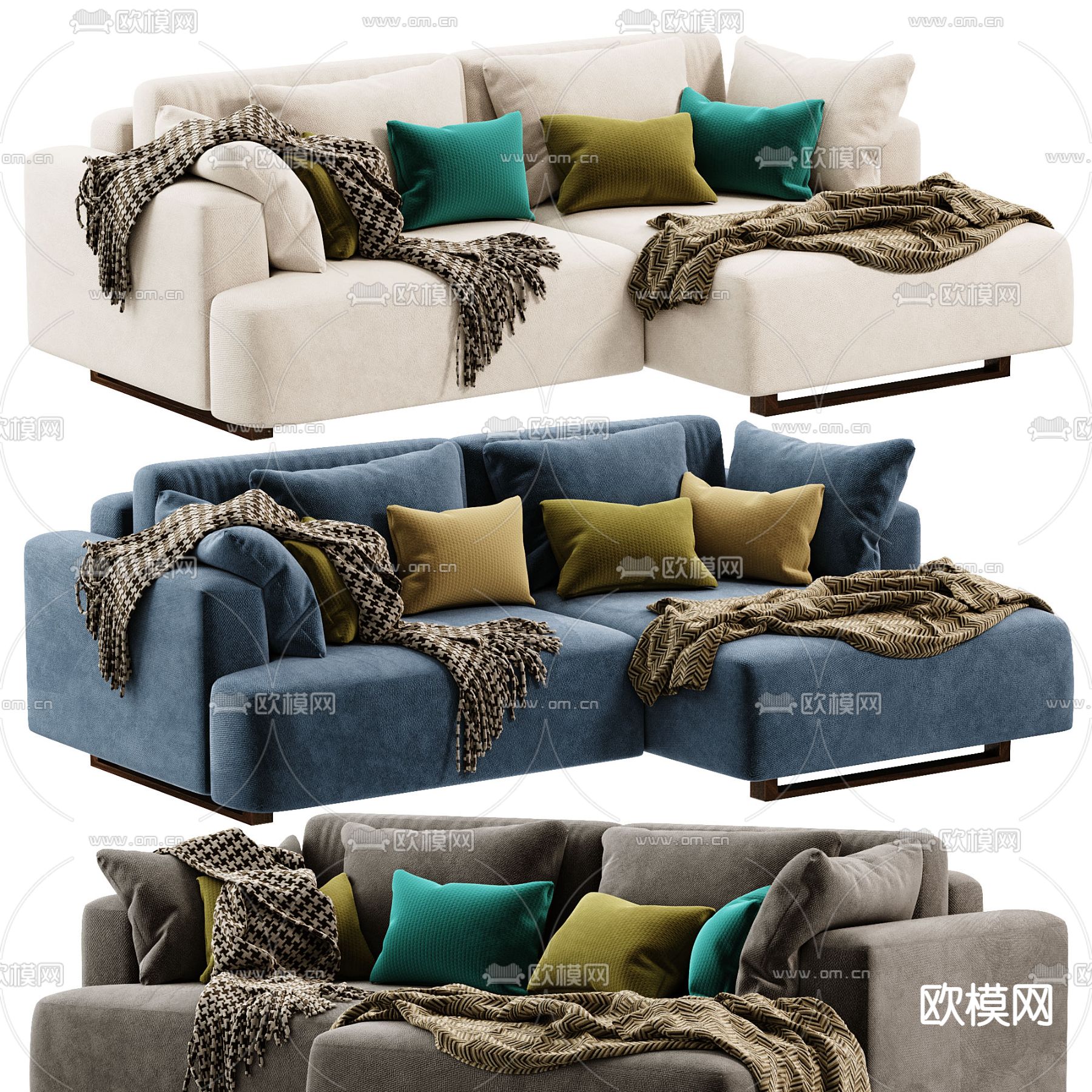 转角沙发3d模型下载（渲染图1）