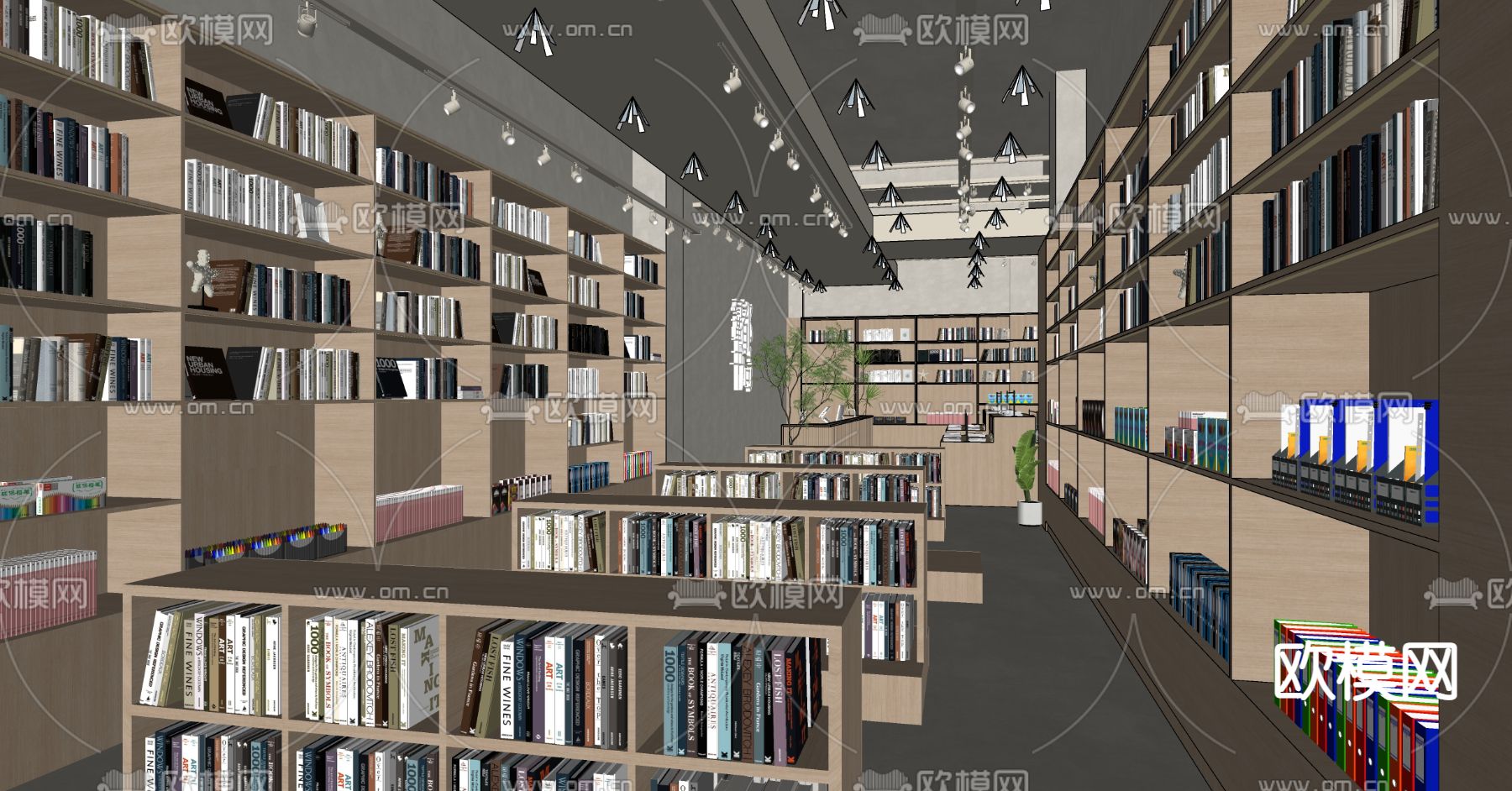 现代书店 阅读书吧su模型下载（渲染图3）