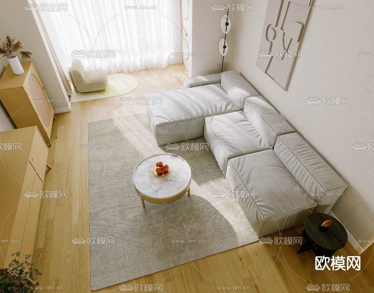 北欧客厅 餐厅3d模型下载(渲染图3)