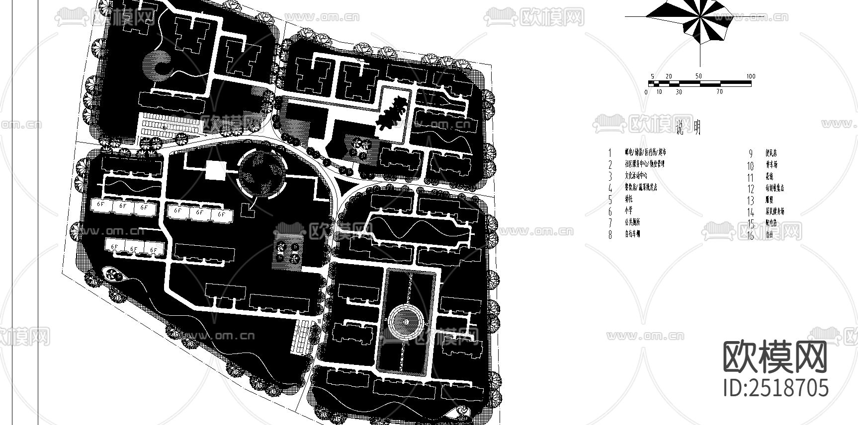 杨凌高科居住小区总规划图CAD施工图下载（渲染图1）