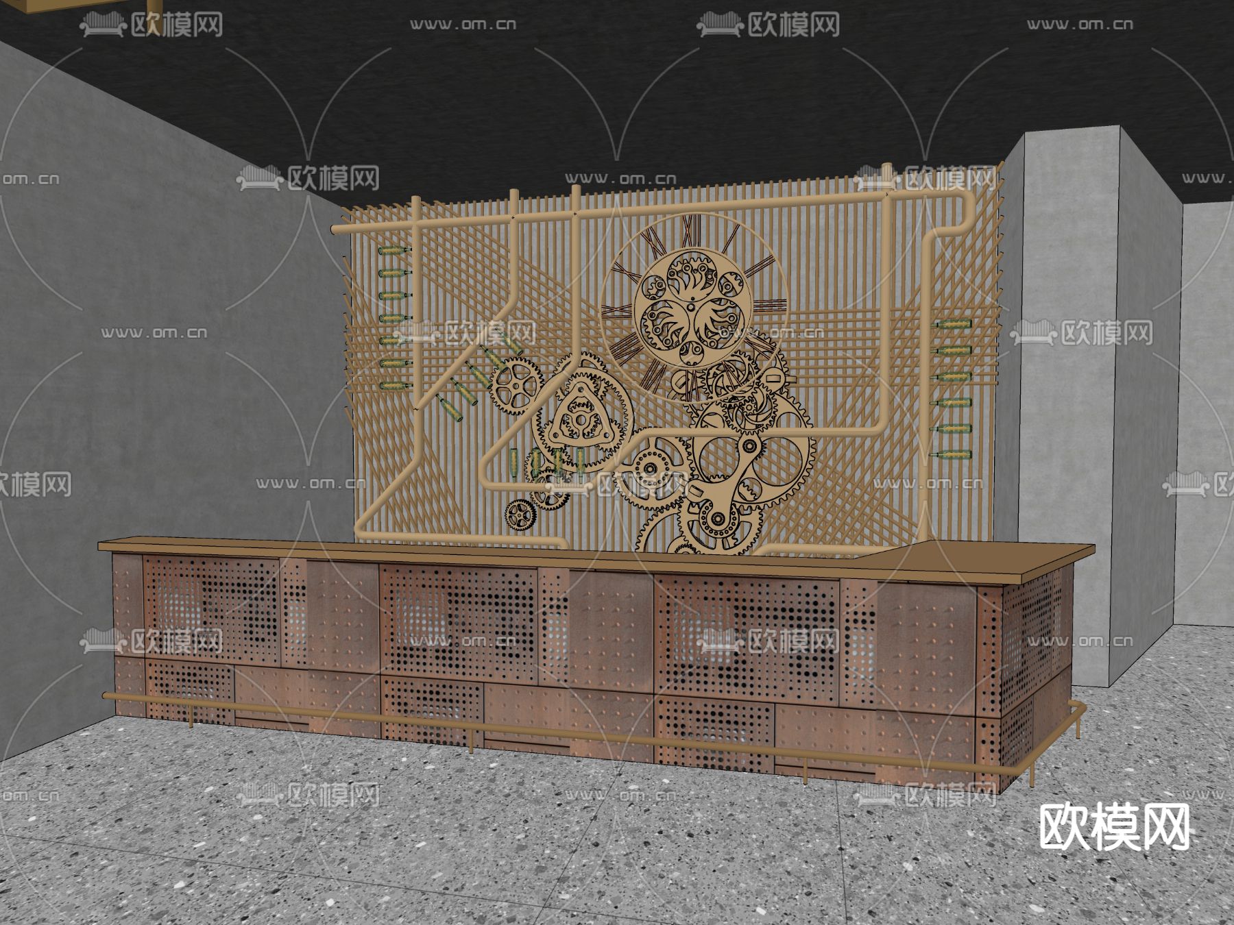 工业机械吧台 操作台su模型下载（渲染图2）